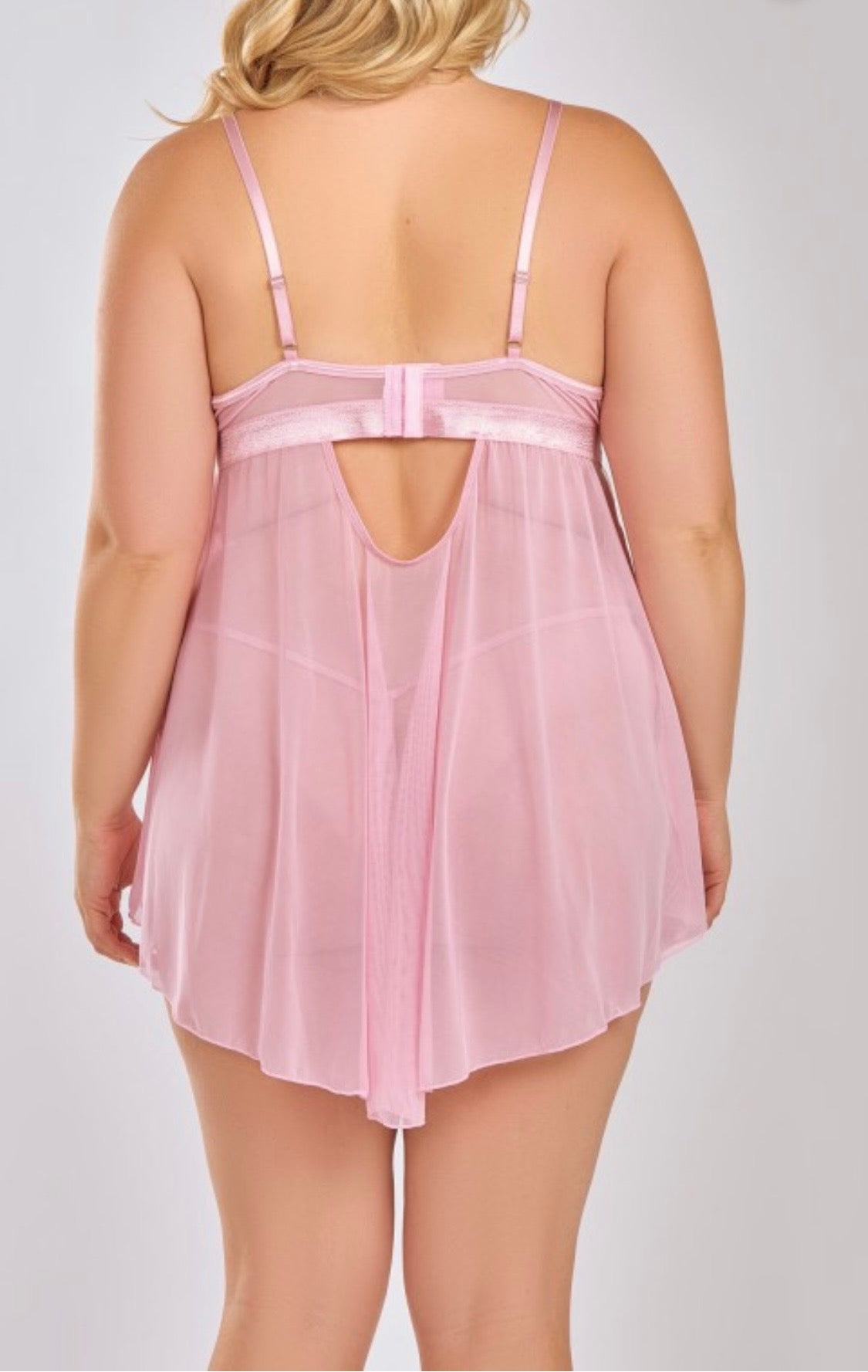 Pink Heaven Embroidered Baby Doll Lingerie Set